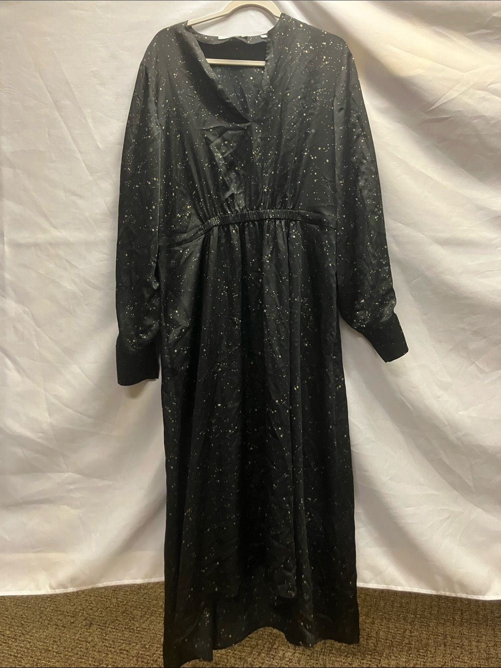 Vince Black Long Sleeve Speckled Maxi Dress